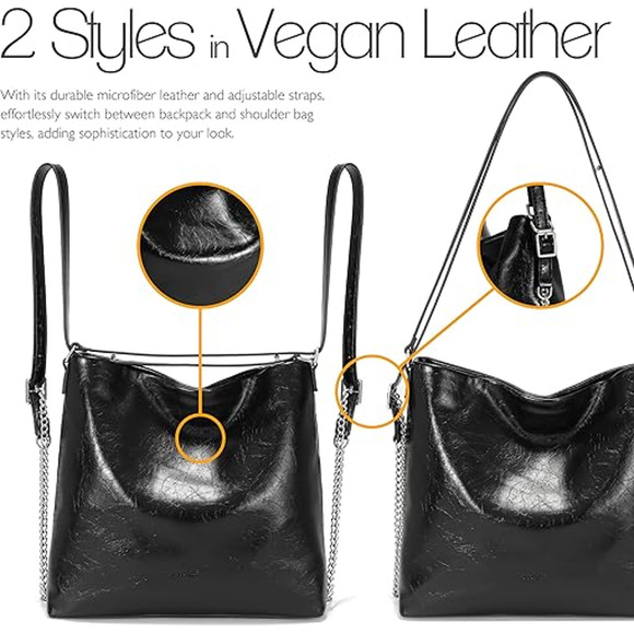 Leather Y2K Revival Large Satchel Women's Hobo Tote Convertible Slouchy Handbag - Picture 7 of 8